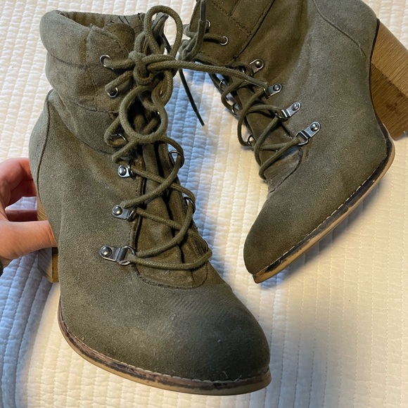 Suede Laced Heeled Booties - Picture 2 of 4